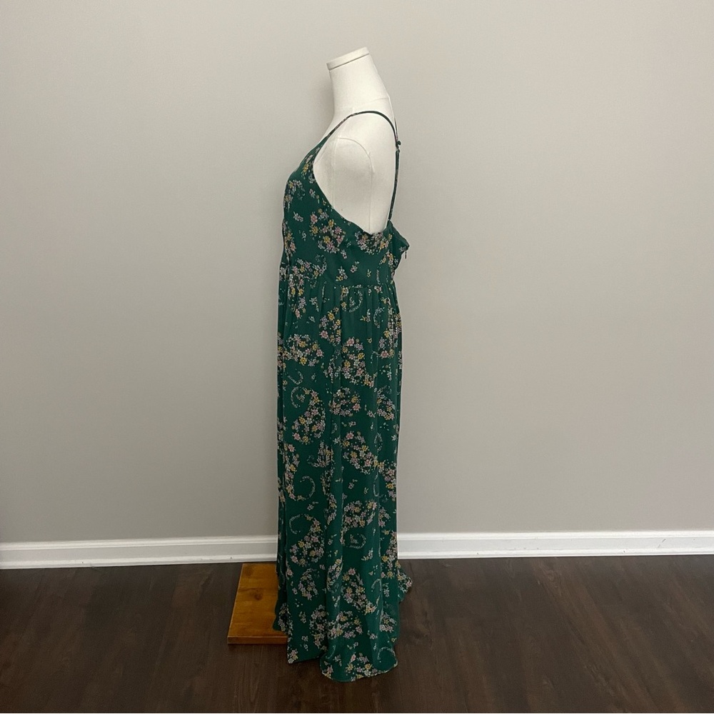Laundry by Shelli Segal Dress Maxi Floral Surplice Racerback Lined Green Pink - Picture 6 of 14